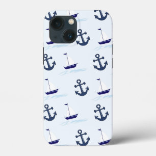 Case-Mate iPhone Case Bateau à voile et Motif d'Ancres Bleu