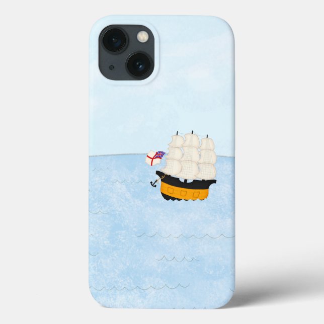 Coques Case-Mate iPhone Bateau à voile noir et jaune sur la mer ouverte (Verso)