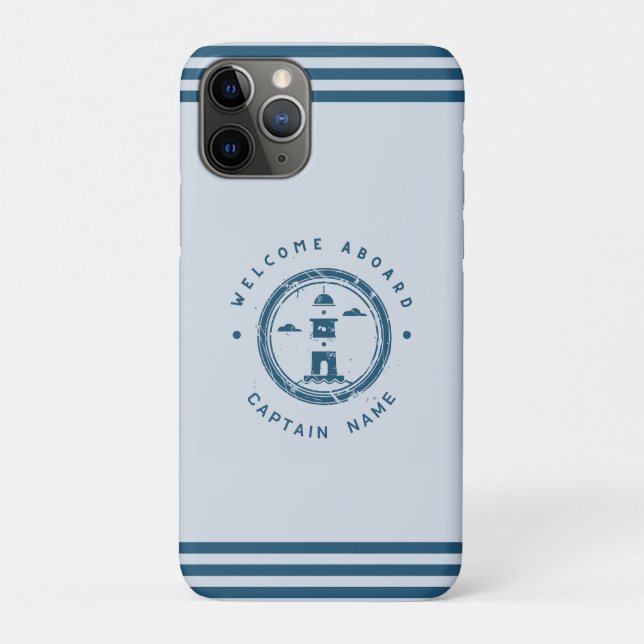 Coques Case-Mate iPhone Bateau club d'Ancres nautiques Blue Navy Retro Na (Dos)