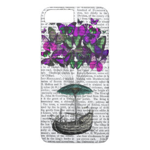 Coque iPhone 7 Plus Bateau papillon 2 violet et vert
