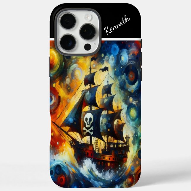 Coques Case-Mate iPhone Bateau Pirate Dans Une Tempête Étincelante (Verso)