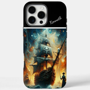 Coque iPhone 16 Pro Max Bateau Pirate sous ciel étoilé