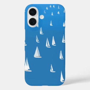 Coque Pour iPhone 16 Bateaux à voile en mer bleu profond - Regatta Bate