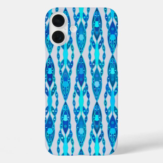 Coques Case-Mate iPhone Batik Tribal - Bleu Saphir et Gris Argent (Verso)