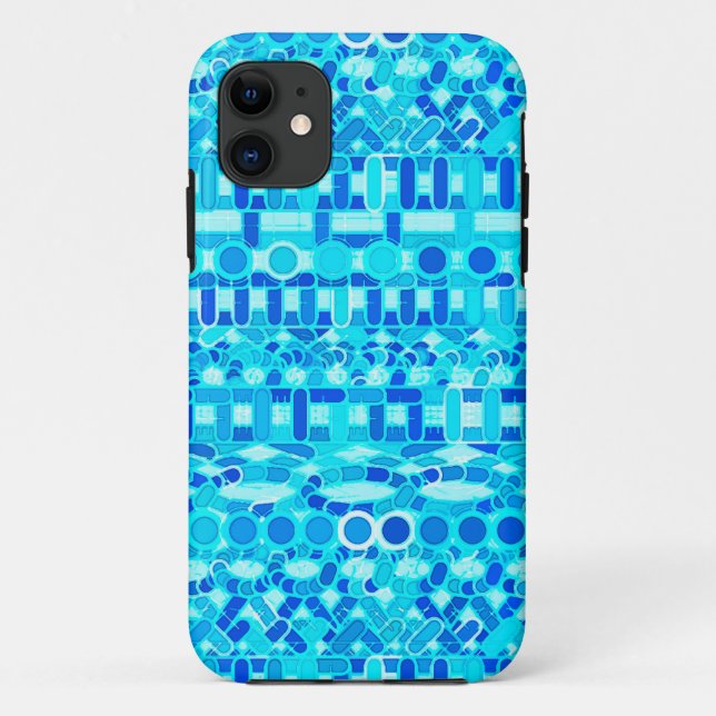 Coques Case-Mate iPhone Batik tribal - bleu turquoise, aqua et cobalt (Dos)