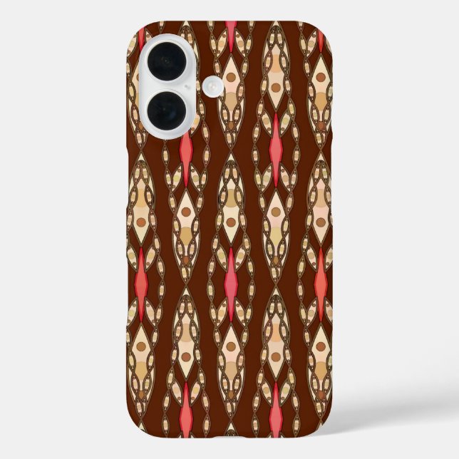 Coques Case-Mate iPhone Batik tribal - Brown, Tan et Coral (Verso)