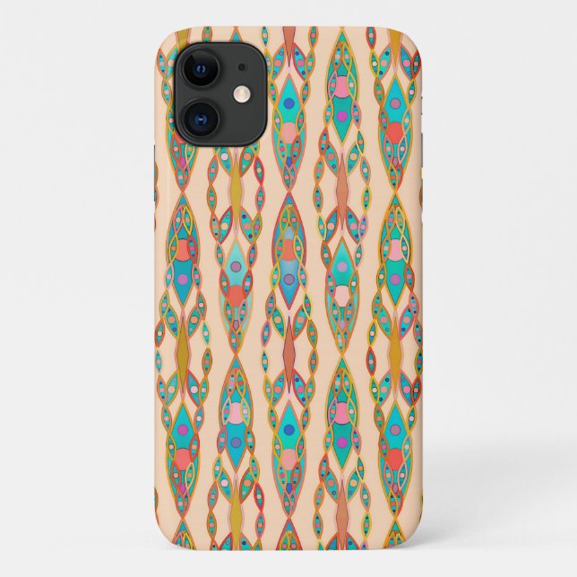 Coques Case-Mate iPhone Batik Tribal - Rose Pêche et Turquoise (Dos)