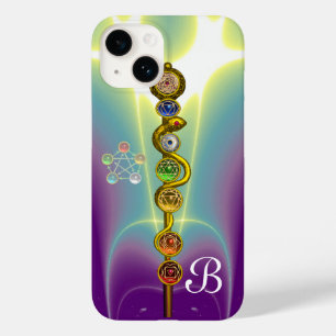 COQUE POUR iPhone 14 BÂTON D'ASCLEPIUS 7 CHAKRAS, YOGA, ÉNERGIE SPIRITU