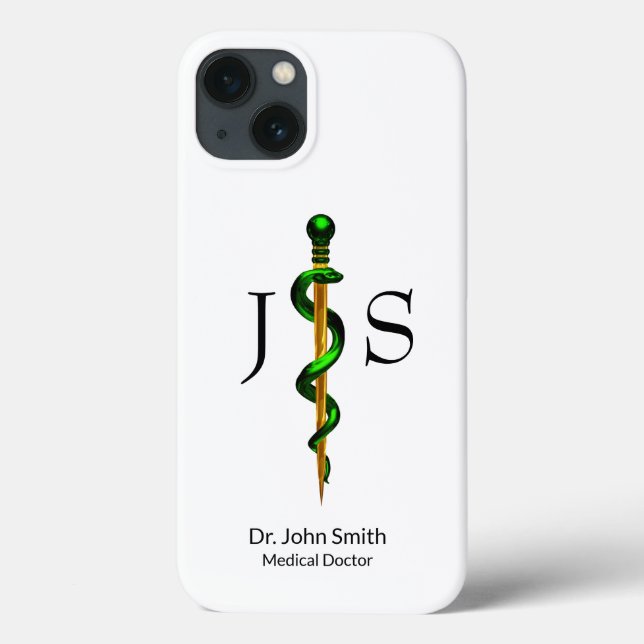 Coques Case-Mate iPhone Bâton de plantes vertes en or d'Asclepius Médicale (Verso)