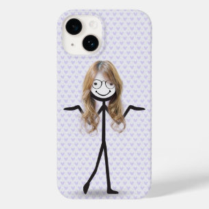 Coque Case-Mate iPhone Bâton Figure Girl avec cheveux et lunettes