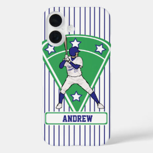 Coque Pour iPhone 16 Batterie de baseball personnalisée Star Blue