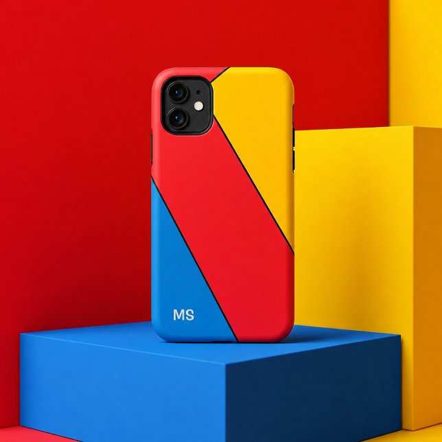 Coques Case-Mate iPhone Bauhaus Rétro Bloc de Couleurs avec Monogramme du  (Créateur téléchargé)