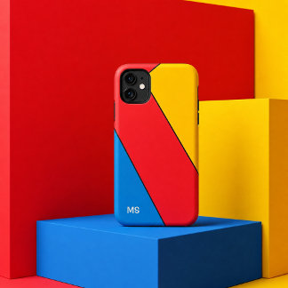 Coque Case-Mate iPhone Bauhaus Rétro Bloc de Couleurs avec Monogramme du