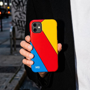 Coque Case-Mate iPhone Bauhaus Rétro Bloc de Couleurs avec Monogramme du