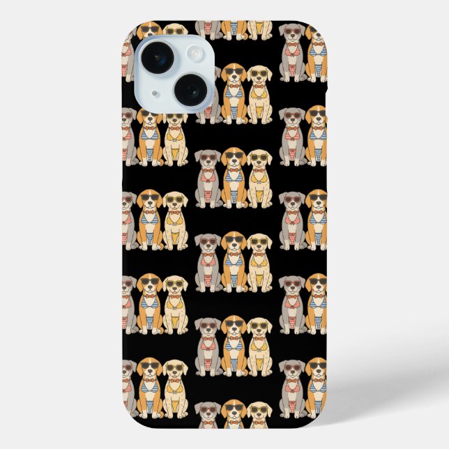 Coques Case-Mate iPhone Beach Barkers Bikini Trio avec attitude (Verso)