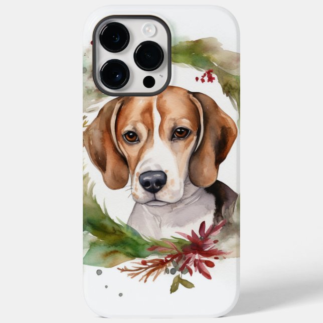 Coques Case-Mate iPhone Beagle Noël Wreath Festive Pup (Verso)