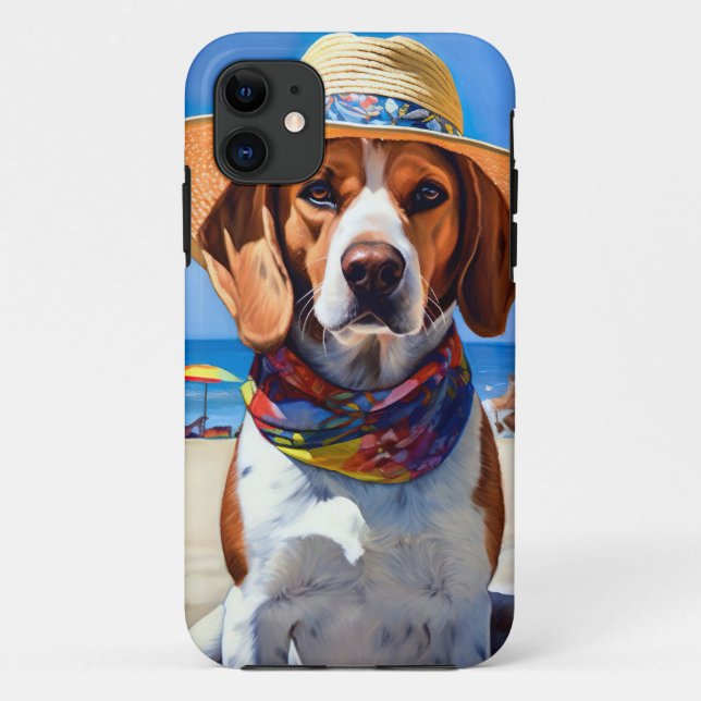 Coques Case-Mate iPhone Beagle sur la plage, cadeau d'été pour les amoureu (Dos)