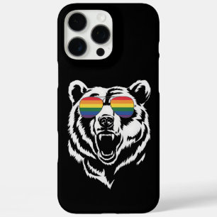 Coque iPhone 16 Pro Max Bear Gay LGBTQ Rainbow Lunettes de soleil Pride Dr