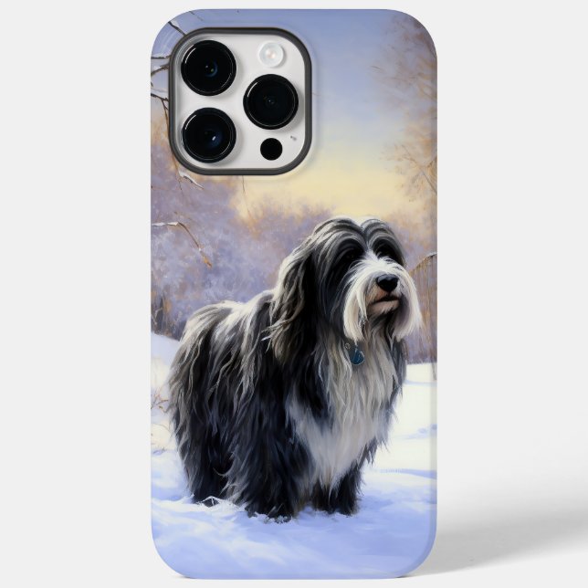 Coques Case-Mate iPhone Bearded Collie Laissez Tomber La Neige De Noël  (Verso)