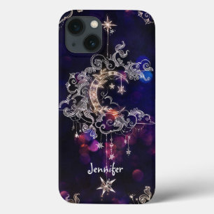 Case-Mate iPhone Case Beau Boho Moon Stars Blue Purple Texte Personnalis
