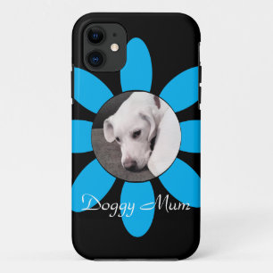 Case-Mate iPhone Case Beau cadre de fleurs bleues mignonette Chien Chien