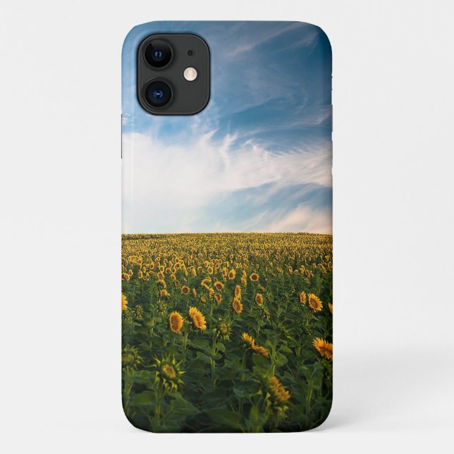 Coques Case-Mate iPhone beau champ de fleurs de soleil avec ciel bleu nuag (Dos)