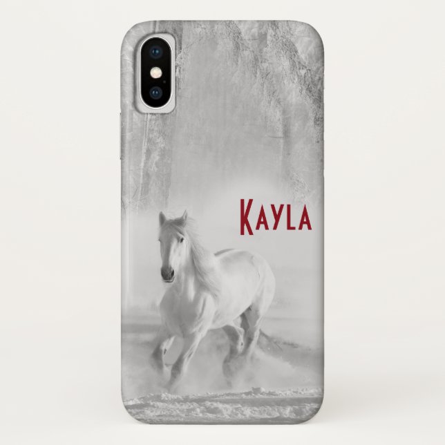 Coques Case-Mate iPhone Beau cheval de l'Arabie Blanche galopant (Dos)