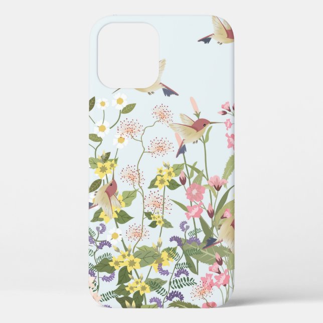 Coques Case-Mate iPhone Beau colibri dans le jardin fleuri (Verso)