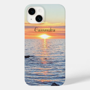 Coque Case-Mate iPhone Beau coucher de soleil doré sur l'océan Nom person
