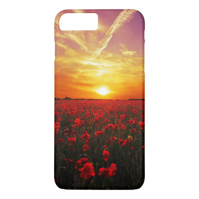 Coques Case-Mate iPhone Beau coucher du soleil rouge de gisement de fleur (Dos)
