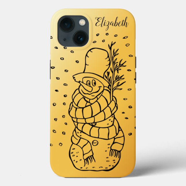 Coques Case-Mate iPhone Beau, Étonnant, Snowman de Noël Or (Verso)