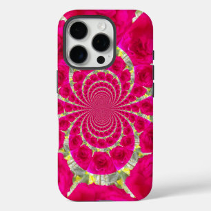 Coques iPhone 16 Pro Beau Extraordinaire Roses rouges Motif Kaleidoscop