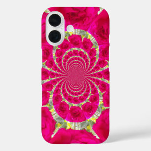 Coque Pour iPhone 16 Beau Extraordinaire Roses rouges Motif Kaleidoscop
