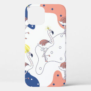Case-Mate iPhone Case Beau flamant rose avec motif transparent couronne