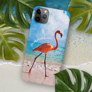 Case-Mate iPhone Case Beau Flamant rose Élégant Sur Plage Aquarelle Art