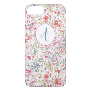 Case-Mate iPhone Case Beau Fleur sauvage Motif d'aquarelle Monogramme