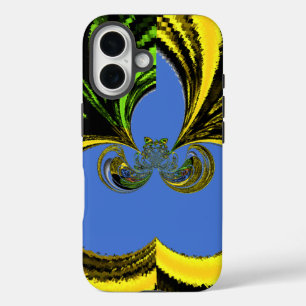 Coques iPhone 16 Beau Golden Blue dernier design abstrait