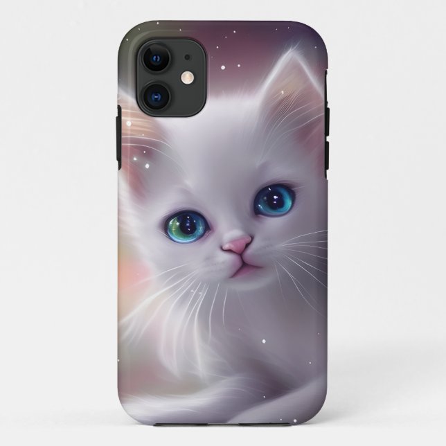 Coques Case-Mate iPhone Beau Imaginaire blanc Fluffy Chat (Dos)