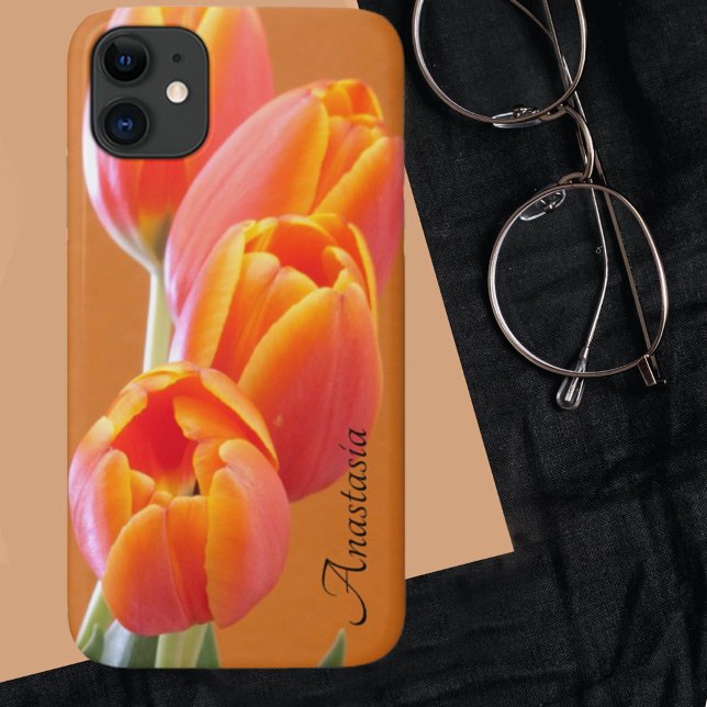 Coques Case-Mate iPhone Beau Modèle photo de tulipe orange vibre (Créateur téléchargé)