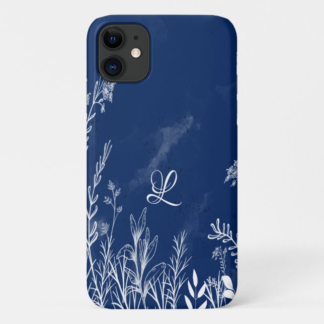 Coques Case-Mate iPhone Beau Monogramme Fleur sauvage Doodles (Dos)