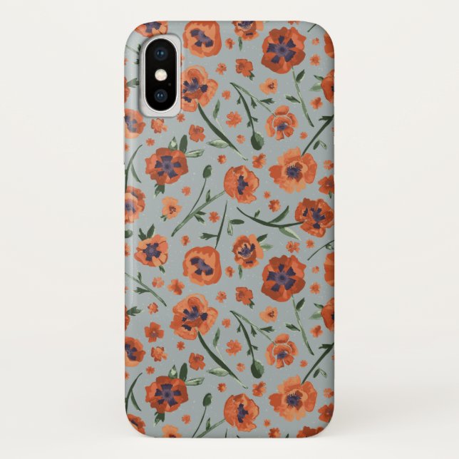 Coques Case-Mate iPhone Beau Motif de fleurs de pavot peint à la main (Dos)