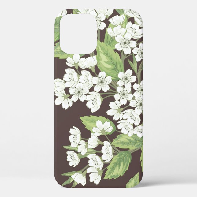 Coques Case-Mate iPhone Beau motif de printemps sans soudure avec ramifica (Verso)