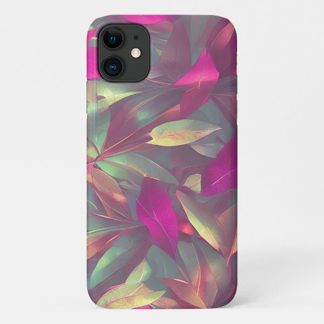 Coques Case-Mate iPhone Beau Motif Feuille Iridescente (Dos)