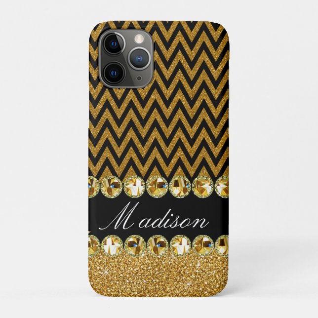 Coques Case-Mate iPhone Beau or Chevron Parties scintillant Bijoux Élégant (Dos)