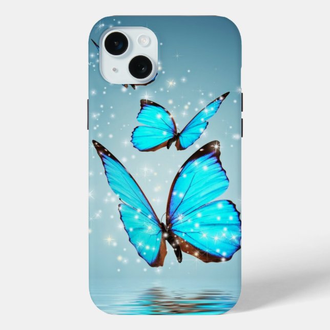 Coques Case-Mate iPhone beau papillon bleu brillant (Verso)