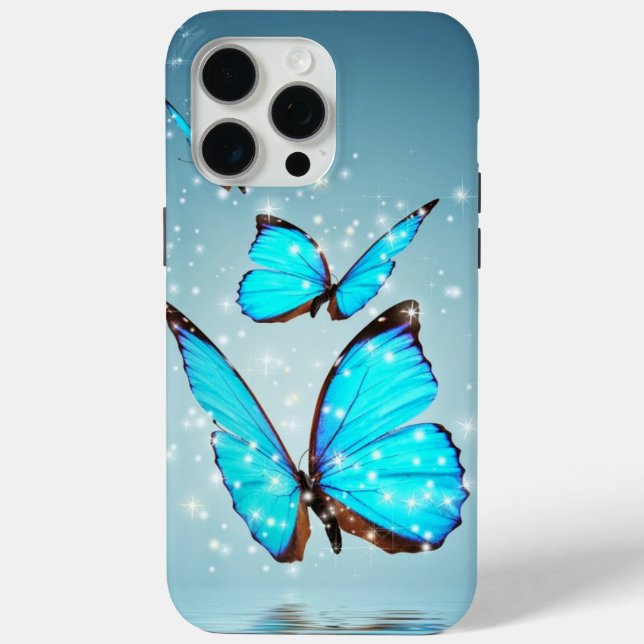 Coques Case-Mate iPhone beau papillon bleu brillant (Verso)