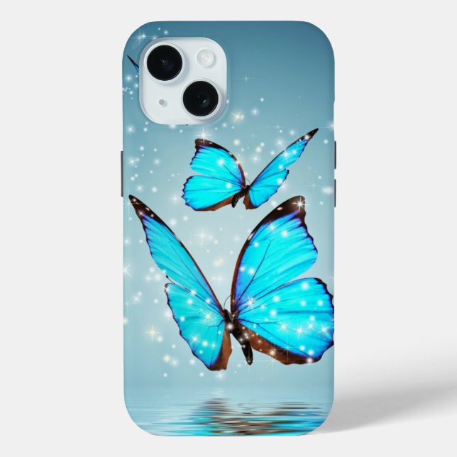 Coques Case-Mate iPhone beau papillon bleu brillant (Verso)