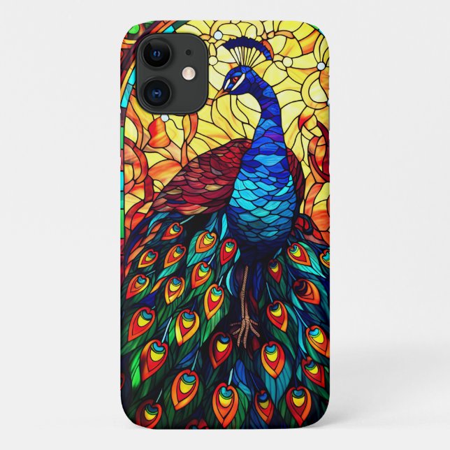 Coques Case-Mate iPhone Beau Peacock Vitrail Art de la faune (Dos)