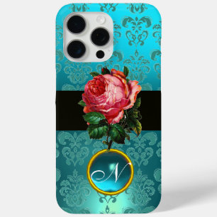 COQUE Case-Mate iPhone BEAU ROSE ROSE BLEU TURQUOISE DAMASK GEM MONOGRAM