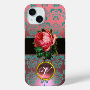 COQUE Case-Mate iPhone BEAU ROSE ROSE BLEU TURQUOISE DAMASK GEM MONOGRAM